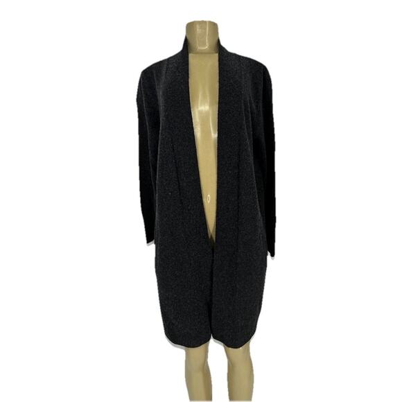 R Label Medium Women Open Front Duster Sweater Wool Cashmere Blend F01 - Picture 1 of 8